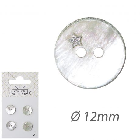 Boutons nacre akoya 12mm toile argent