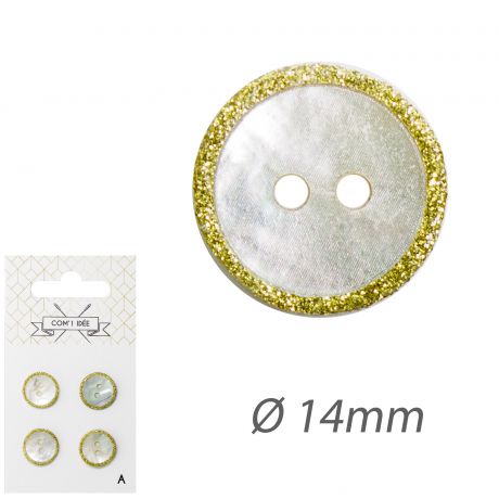 Boutons nacre akoya 14mm dor