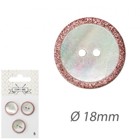 Boutons nacre akoya 18mm rose
