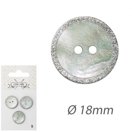 Boutons nacre akoya 18mm argent
