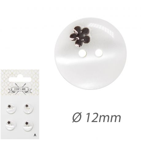 Boutons polyester 12mm blanc
