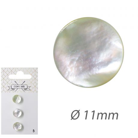 Boutons nacre akoya queue m�tal 11mm