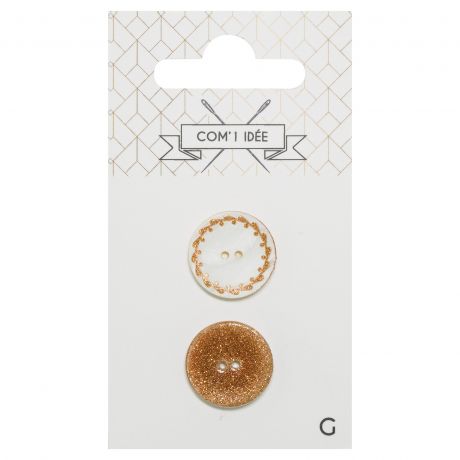 Boutons nacres 18mm orange