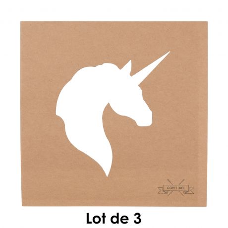 Gabarit pochoir en carton kraft licorne