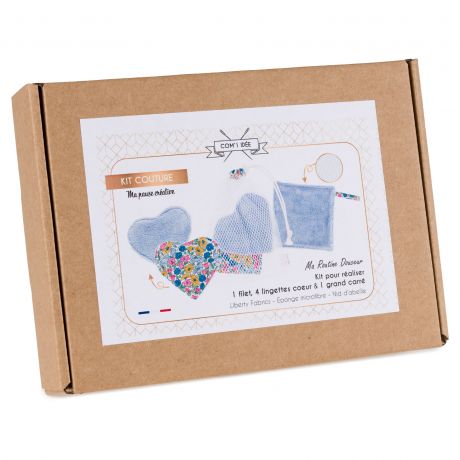 Kit lingettes c�ur, filet et grand carr� Am�lie en Liberty - Com'1 Id�e