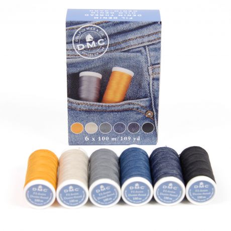Coffret de Fil denim � coudre assortiment couleurs tt 6/100m
