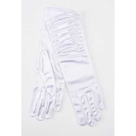 Gant satin fronc(pm) blanc