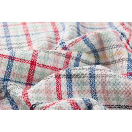 Tissu tweed cru carreaux multicolores