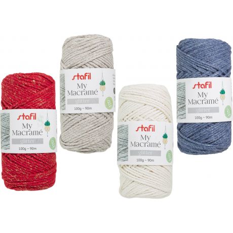 Fil macram� brillant col asst �2mm 4x100g