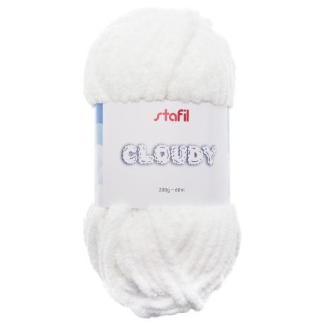 Gros fil chenille Cloudy Stafil blanc 200g