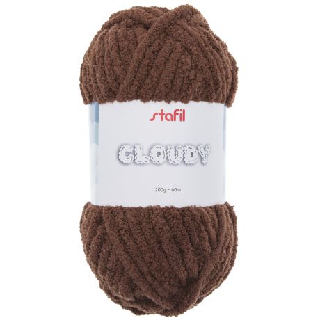 Gros fil chenille Cloudy Stafil marron 200g