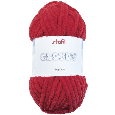 Gros fil chenille Cloudy Stafil rouge 200g