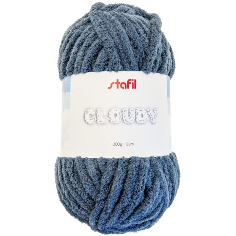 Gros fil chenille Cloudy Stafil bleu 200g
