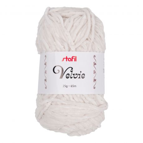 Pelote Velvie Stafil fil chenille amigurumi blanc 25g