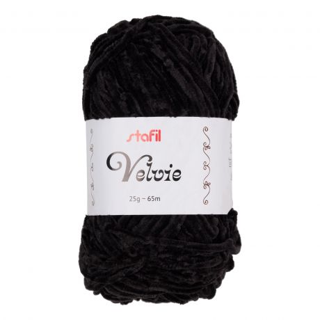 Pelote Velvie Stafil fil chenille amigurumi noir 25g