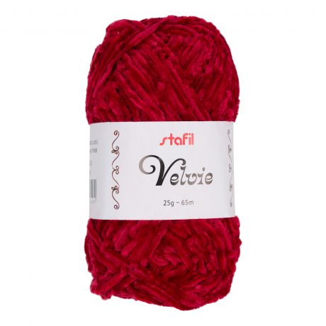 Pelote Velvie Stafil fil chenille amigurumi rouge fonc 25g