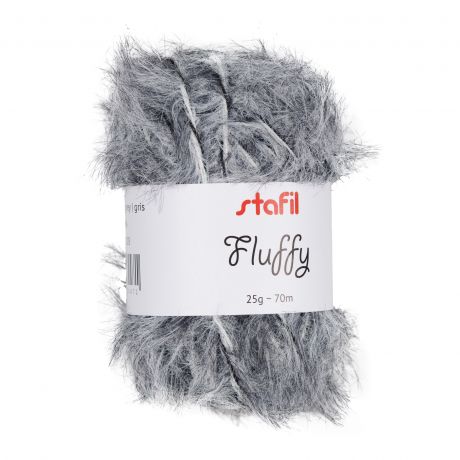 Pelote Fluffy Stafil fil peluche amigurumi gris 25g