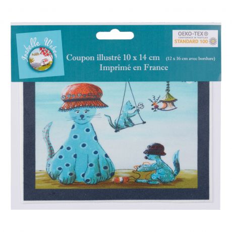 Coupon velours I. Weber 10x14 cm les chats
