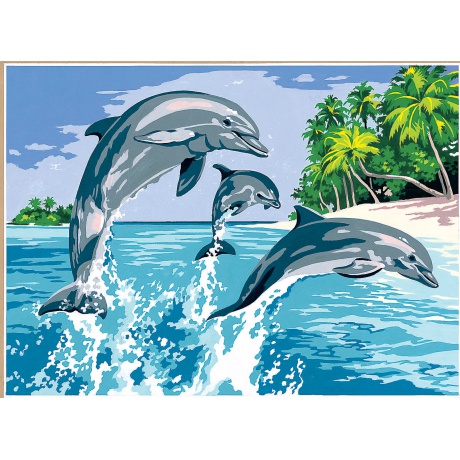 Canevas 45/60 - Les jeux marins des dauphins