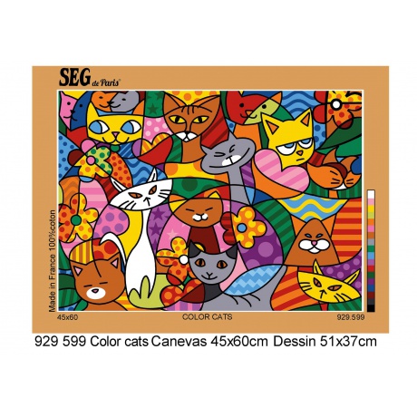 Canevas 45/60 - Chats colors