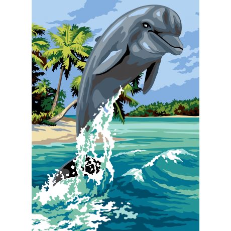 Canevas 45/60 - Un dauphin prs des les