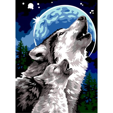 Canevas 45/60 - Le loup et l'ode  la lune