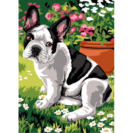 Canevas 45/60 - Dog et fleurs