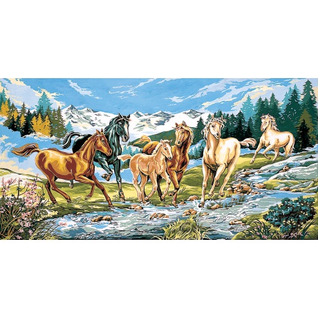 Canevas 65/120 - La cavalcade des chevaux