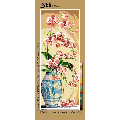 Canevas 25/60 - Fleurs d'Orchides en vase