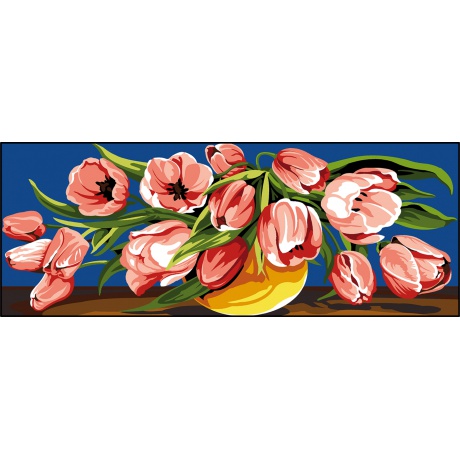 Canevas 25/60 - Dbordement de tulipes en fleur