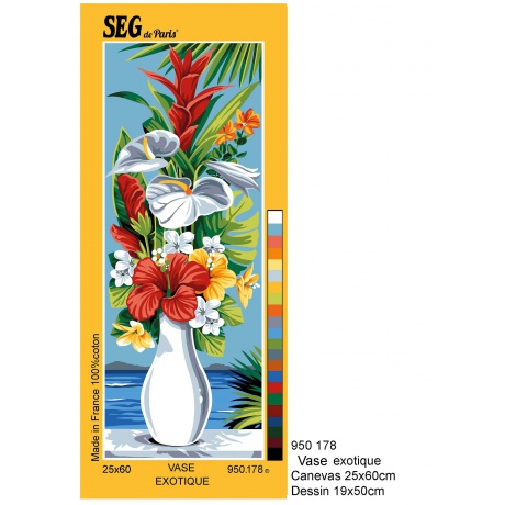 Canevas 25/60 - Vase de fleurs exotiques