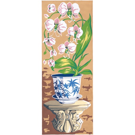 Canevas 25/60 - Fleur d'Orchide au pot bleu