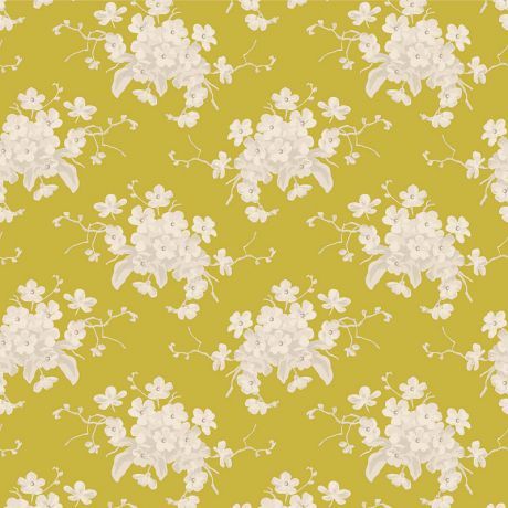 Tissu Tilda sunday brunch white flower sour yellow X 50 CM