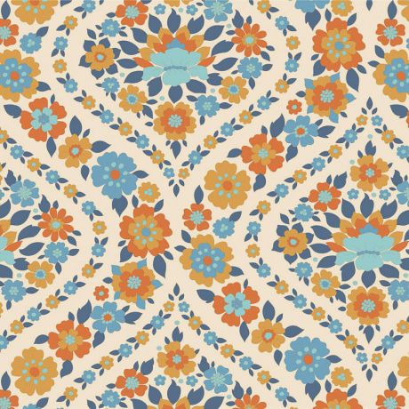 Tissu Tilda Wallflower bianca blue