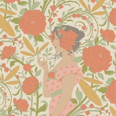 Tissu Tilda songbird aubery coral