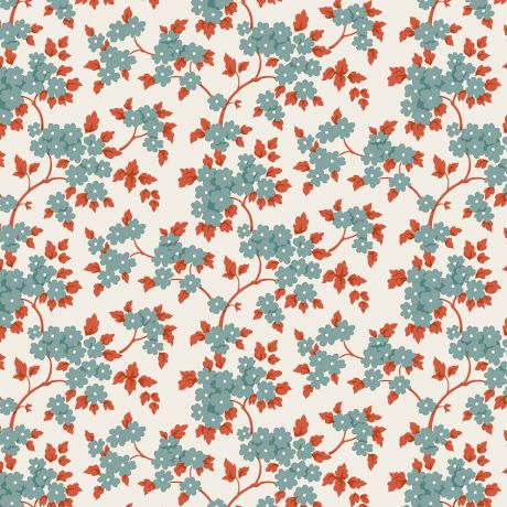 Tissu Tilda Village Life rust teal