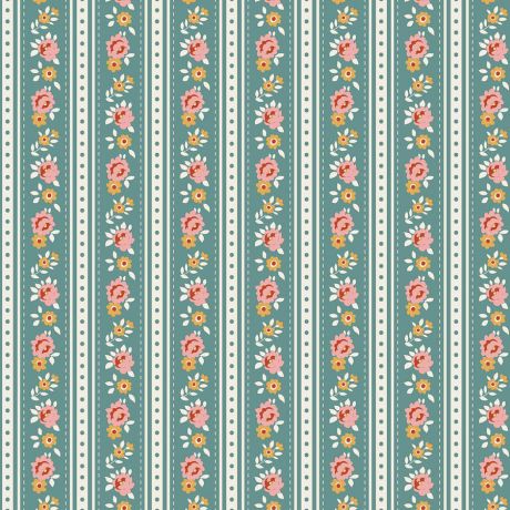 Tissu Tilda Village Life agnes teal