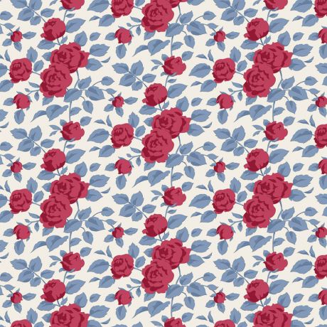 Tissu Tilda Village Life margot burgundy