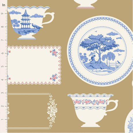 Tissu Tilda labels & ornaments ochre