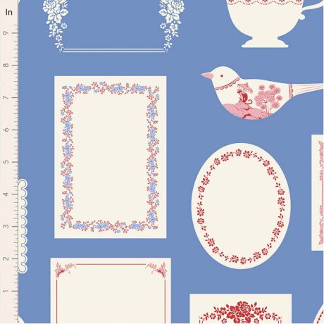 Tissu Tilda labels & ornaments blue