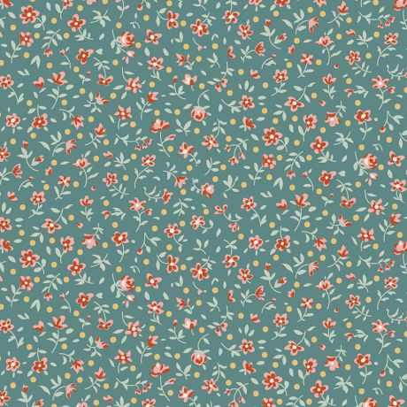 Tissu Tilda Village Life mae teal