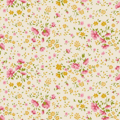 Tissu Tilda laize de 274 cm ellie pink/yellow