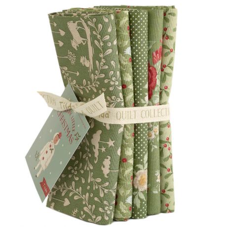 Tissu Tilda Merry Little Christmas Bundle Green 5 tissus 50x55