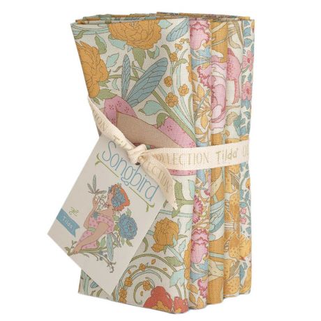 Tissu Tilda songbird bundle yellow 54x48cm x 5pcs
