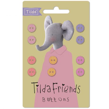 Carte de boutons Tilda friends chambray 9mm