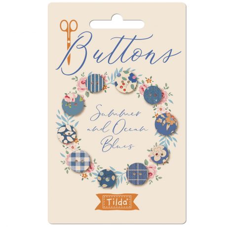 Carte de boutons Tilda Creating Memories Summer & Ocean Blues 10 et 12mm