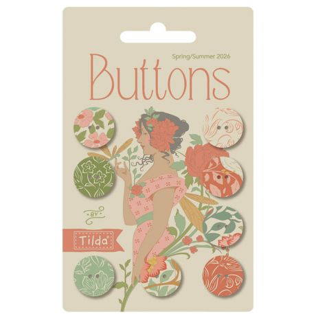 Boutons Tilda Songbird 16mm x 8pcs coral/green