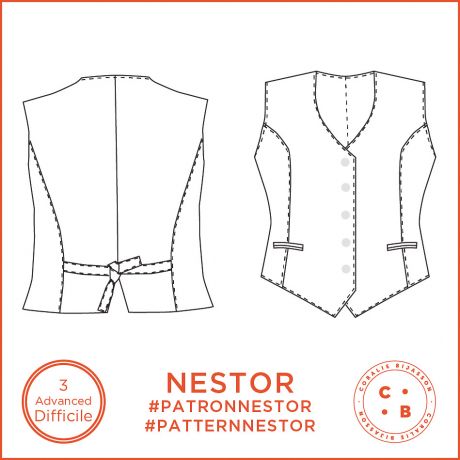 Patron Coralie Bijasson Nestor gilet 34/48