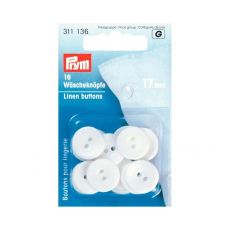 Bouton 17mm blanc x16