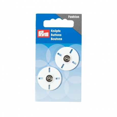 Boutons pression  coudre mtal 25 mm blanc